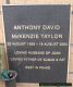 Wall marker for Anthony David MacKenzie TAYLOR (1925-2004)