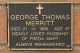 Wall marker in memory of George Thomas MERRITT (1909-1996).
